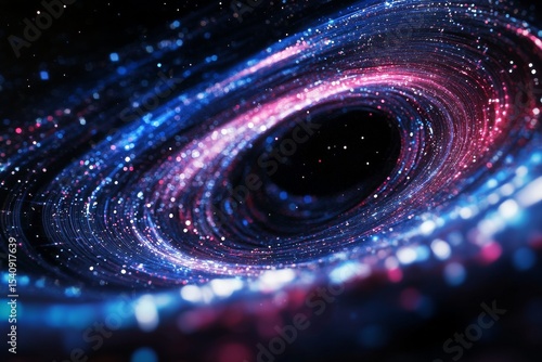 Swirling Galactic Vortex Displaying Vibrant Colors in Deep Space