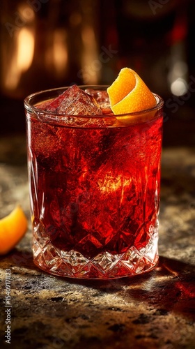 Perfectly Crafted Cocktail With Citrus Twist Served on a Bar Counter in Warm ...
