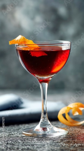Perfectly Crafted Cocktail With Citrus Twist Served on a Bar Counter in Warm ...