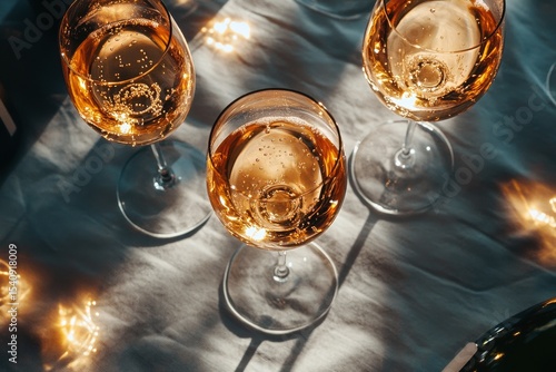 Sparkling Wine Served in Elegant Glasses During Afternoon Gathering With Natu...