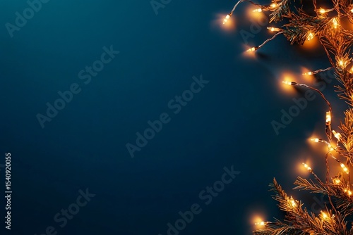 Warm String Lights Illuminate Dark Background Creating a Cozy Atmosphere for ...