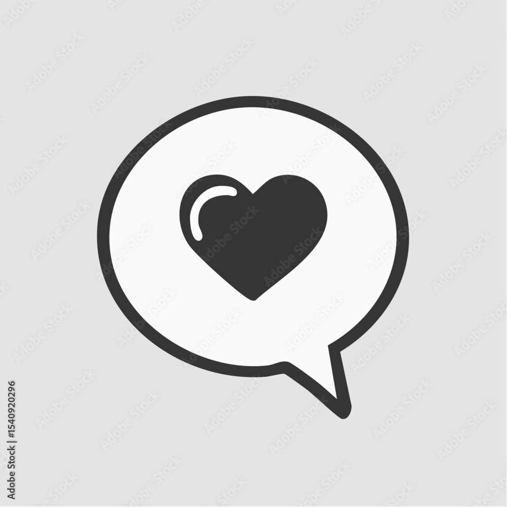 Heart-Shaped Speech Bubble Icon – Minimal Line Art Heart-Shaped Speech Bubble Icon – Minimal Line Art
