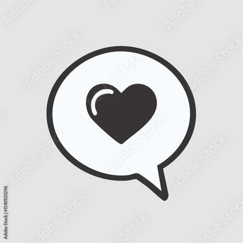 Heart-Shaped Speech Bubble Icon – Minimal Line Art