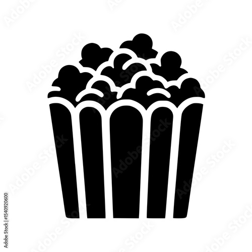 Minimalist Popcorn Silhouette – Black SVG Clipart Icon