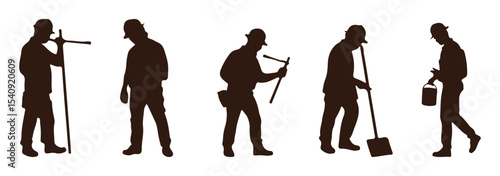 Set contractor silhouette vector illustration.