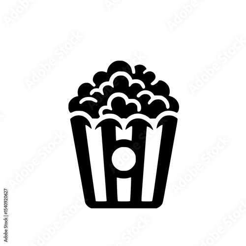 Minimalist Popcorn Silhouette – Black SVG Clipart Icon