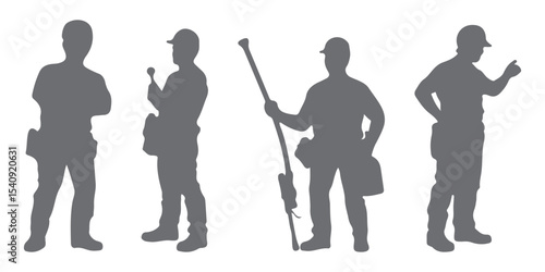 Set contractor silhouette vector illustration.