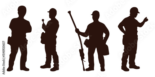 Set contractor silhouette vector illustration.