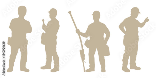Set contractor silhouette vector illustration.