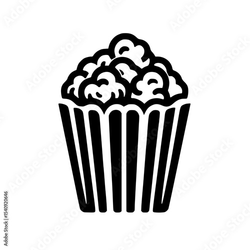 Minimalist Popcorn Silhouette – Black SVG Clipart Icon