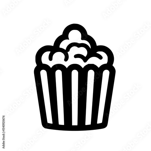 Minimalist Popcorn Silhouette – Black SVG Clipart Icon