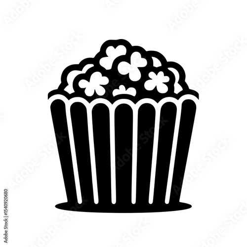 Minimalist Popcorn Silhouette – Black SVG Clipart Icon