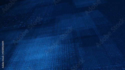 Abstract digital technology background with glowing blue grid and dots in perspective. Suitable for science, medical, and tech designs, representing data, network, or innovation concepts.
