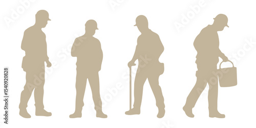 Silhouettes of construction worker vector. Construction worker silhouettes. Set of worker silhouette vector design. Black construction worker silhouettes on white background