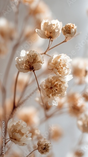 Dried Flowers in Soft Light Create a Serene Atmosphere in Interior Decor.