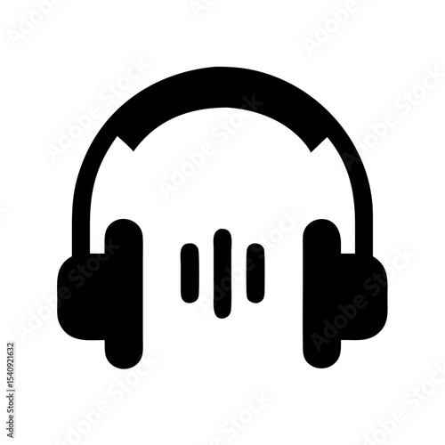 Headphones with sound waves icon. Stylish headphones and sound waves symbol for music app.  Headphones with sound waves create perfect icon for audio player.