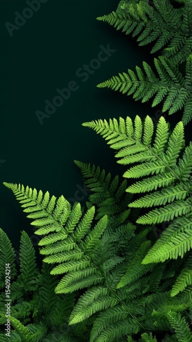 Lush Green Fern Leaves Creating a Vibrant Natural Background in a Serene Envi...