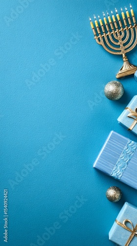 Celebrating Hanukkah With Traditional Menorah, Decorative Gifts, and Festive ...