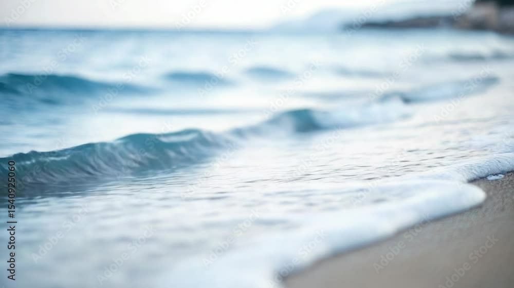 A detailed view of a wave crashing on a sandy beach. A detailed view of a wave crashing on a sandy beach.