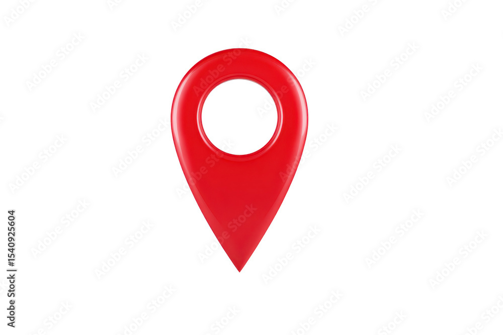 Red location pin icon with circular hole in center, symbolizing navigation and mapping. simple design is commonly used in digital maps to indicate specific point or location Red location pin icon with circular hole in center, symbolizing navigation and mapping. simple design is commonly used in digital maps to indicate specific point or location