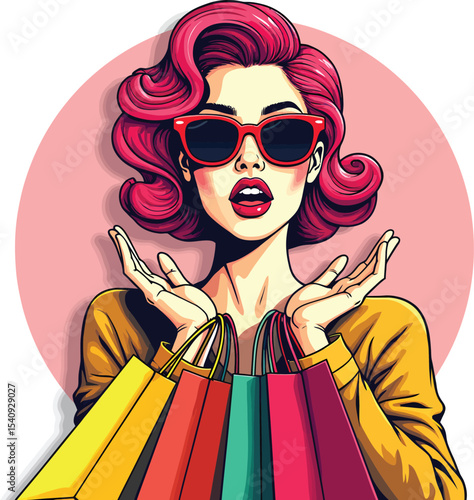 Woman shopping with bags fashion and style retail therapy sale deals and discounts trendy look