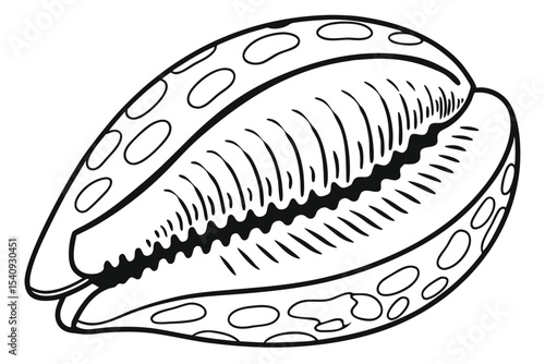Obraz na plátně Elegant black and white cowrie shell features intricate details and unique patte