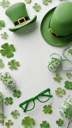 Green Decorations With Hats and Shamrocks for Festive Celebration Setup