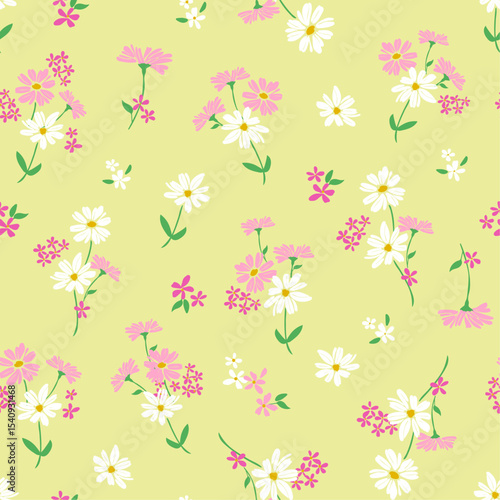 Wallpaper Mural Spring pastel florals daisy and sunflowers seamless pattern print Torontodigital.ca
