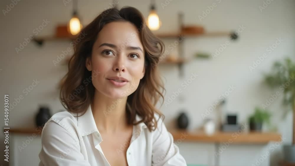 Portrait of young woman in white shirt. She is looking at camera. Image is perfect for blog, website, or social media post. This thoughtful portrait conveys confidence and intelligence. Portrait of young woman in white shirt. She is looking at camera. Image is perfect for blog, website, or social media post. This thoughtful portrait conveys confidence and intelligence.