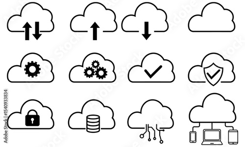 クラウドサービスとテクノロジーを表現したのアイコンセット