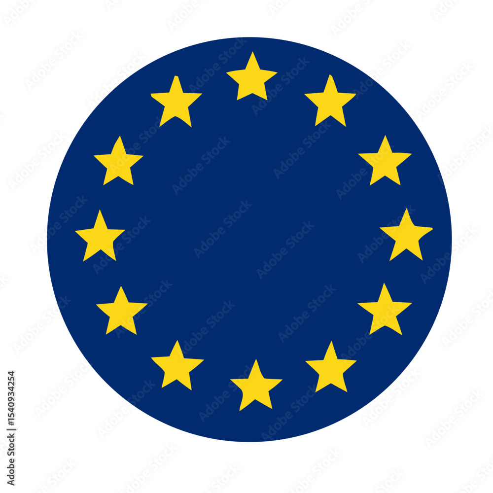 European Union flag in circular format with 12 yellow stars