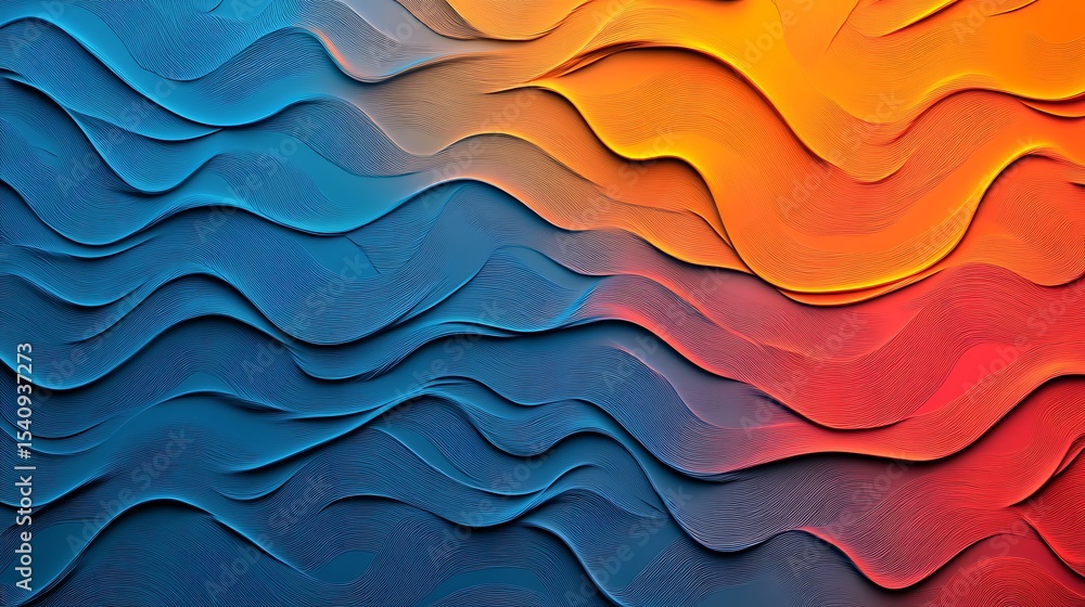 A bright, glossy embossed wallpaper with colorful wavy patterns and saturation A bright, glossy embossed wallpaper with colorful wavy patterns and saturation
