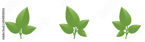 Green plant illustration set. Nature, planting and floral design elements. Isolated vector images