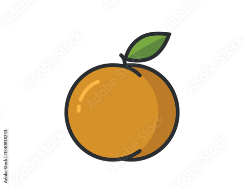 ripe peach with leaf. Fresh organic sweet fruit. Isolated vector image