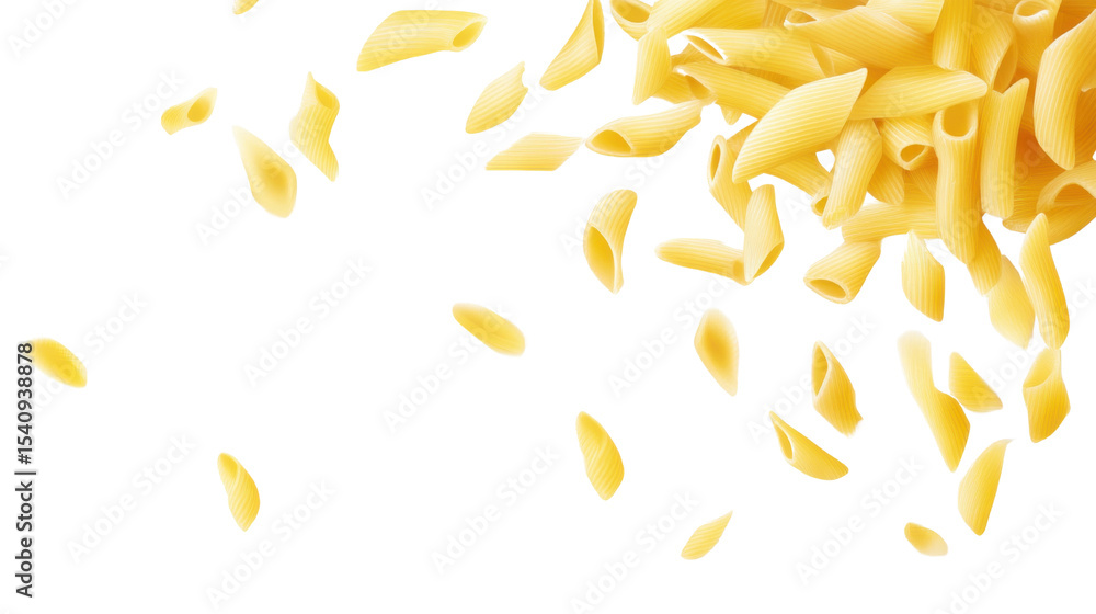 Obraz premium Penne rigate pasta on white background