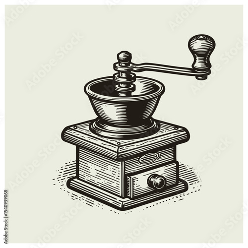 Coffee Grinder Vintage Hand Drawing Vector