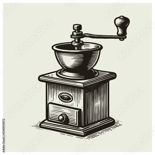 Coffee Grinder Vintage Hand Drawing Vector