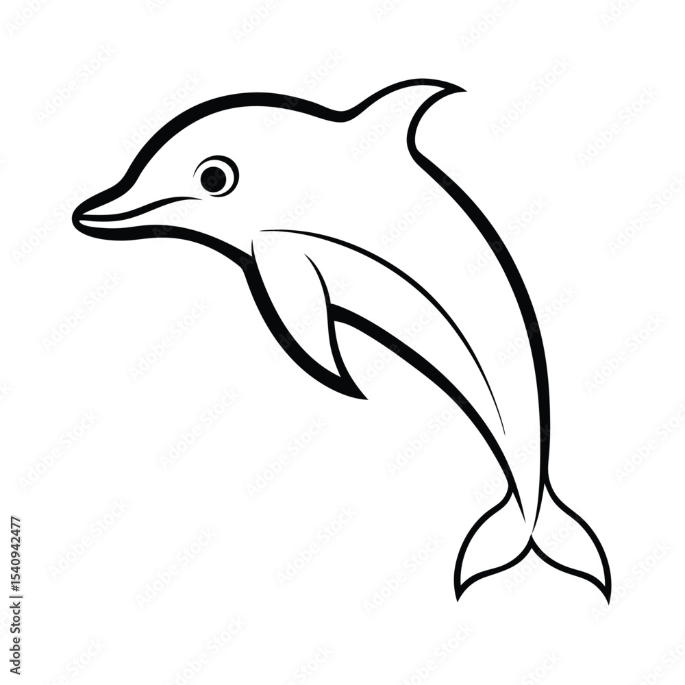 Fototapeta premium Sleek dolphin head silhouette perfect for logos banners and marine themed designs