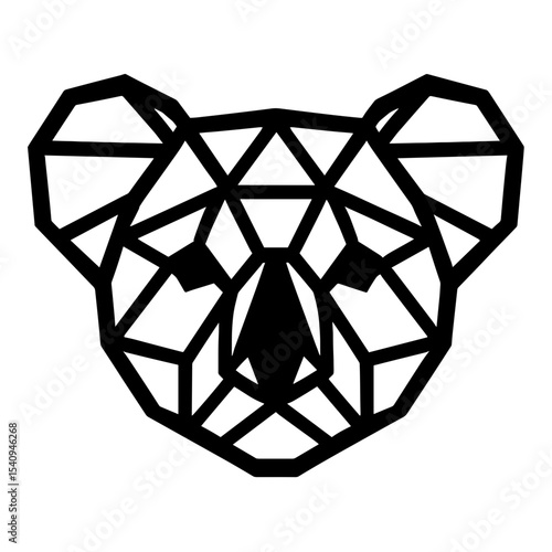 A striking geometrical illustration of a koala's face, offering a modern artistic interpretation of this beloved animal. This minimalist design is perfect for art and design.