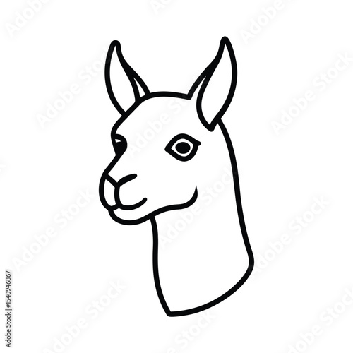High resolution black silhouette of a llama head perfect for banners advertisements and graphic designs