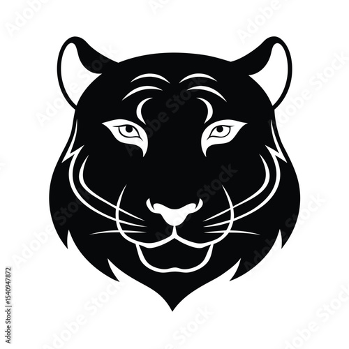 Powerful black silhouette of a tiger head for banners and advertisements