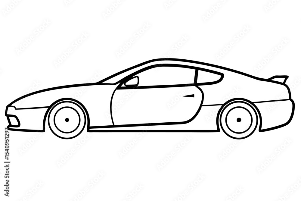 Fototapeta premium Black classic luxury sportscar vector illustration isolated on white