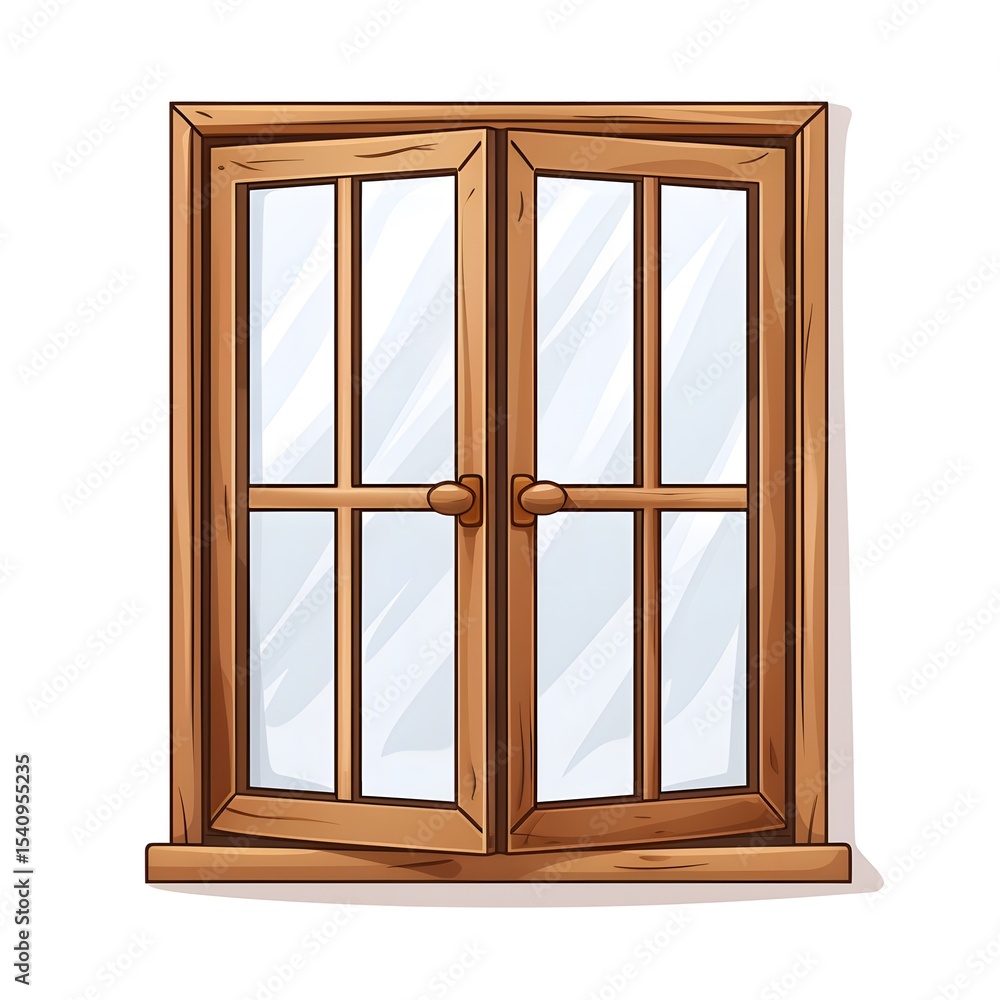Obraz premium Professional Simple Wooden Window for Decor Illustration Stock Photo
