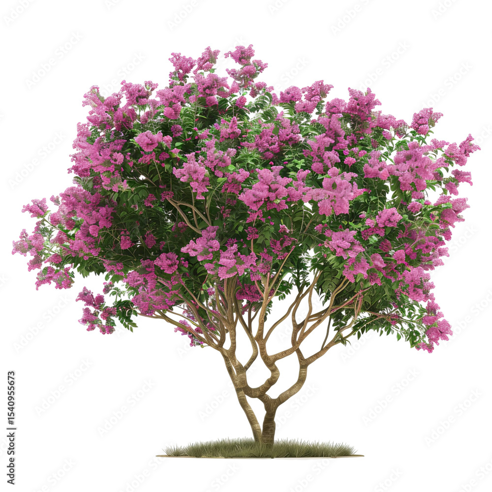Fototapeta premium Vibrant pink bougainvillea tree in full bloom, showcasing its stunning flowers against a clear backdrop.