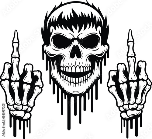 Skull Middle Finger Svg, Skeleton Svg
