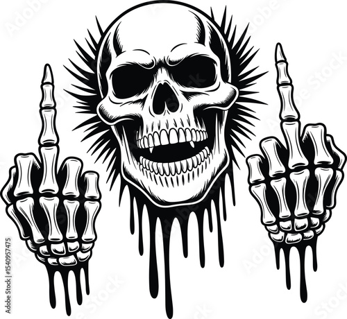 Skull Middle Finger Svg, Skeleton Svg