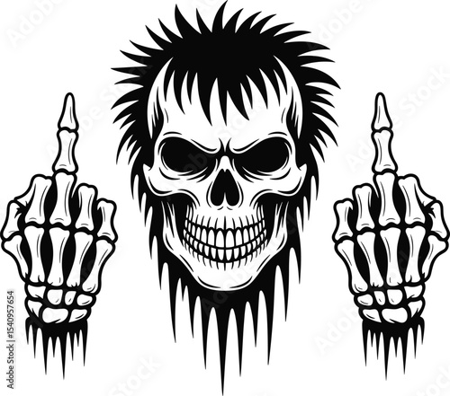Skull Middle Finger Svg, Skeleton Svg