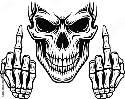 Skull Middle Finger Svg, Skeleton Svg
