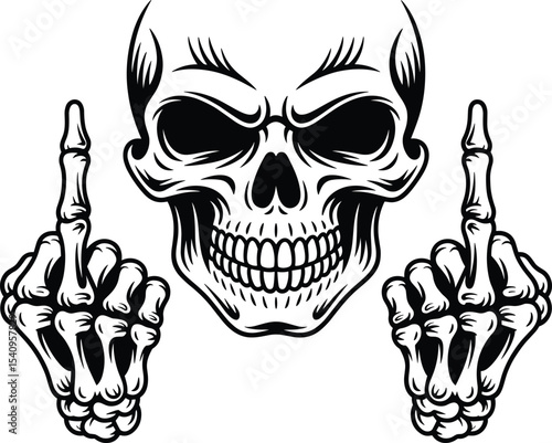 Skull Middle Finger Svg, Skeleton Svg