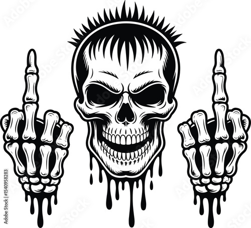 Skull Middle Finger Svg, Skeleton Svg
